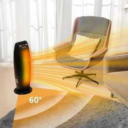 Tower Heater, With Digital Display, Remote, Timer, Over-Heat and Tip-Over Protection,  Sensor, 2 Heat Settings, 1500W, Black, 8.6"D x 8.6"W x 23"H