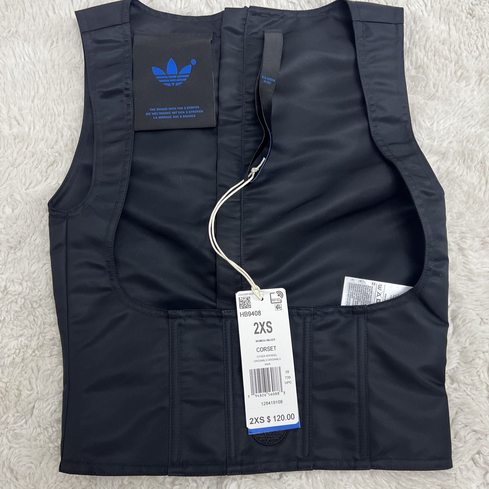 Adidas Black Version Underbust Corset Crop Top Women’s Size 2XS In Black