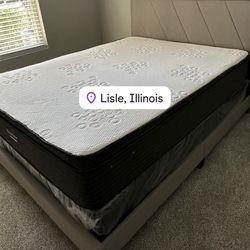 Comfort & Elegant Queen Bed Frame ‼️ Includes Mattress And Box Spring For Only $349 Ready For Delivery Today🚛