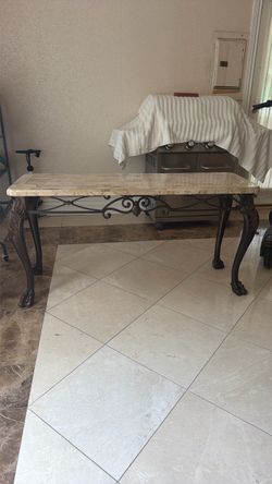 Marble Top Console Table with Iron Base