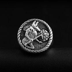 Anubis Glyph Sterling Silver Ring