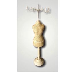 Vintage Burlap Torso Jewelry Stand & Necklace Display Rack
