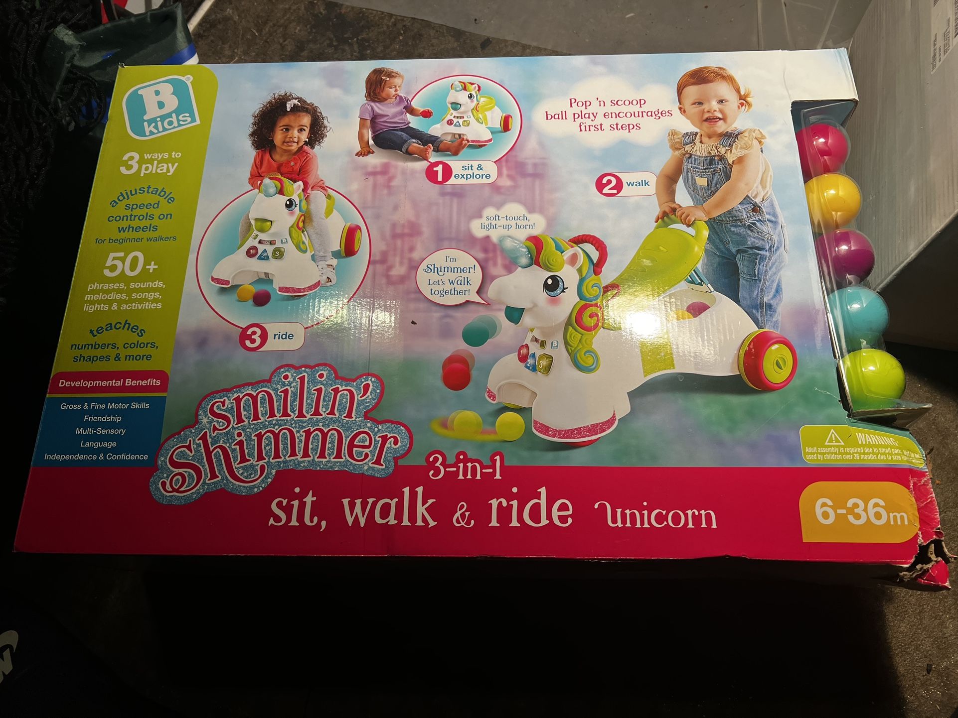 3 In 1 Sit Walk And Ride Unicorn