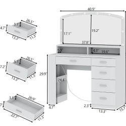 white dresser with mirror - brand new unassembled in box