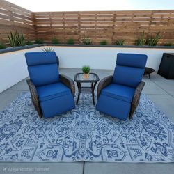 Outdoor Wicker Recliner Chairs Set of 2