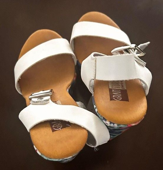 Women's print wedge heel sandals open toe pumps