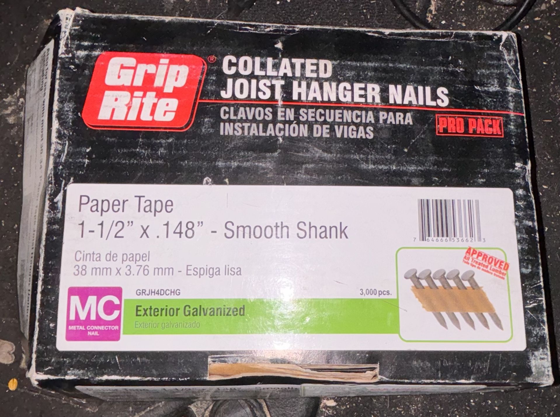 COLLATED Grip Rite- JOIST HANGER NAILS -PRO PACK Paper Tape 1-1/2" x .148" - Smooth Shank