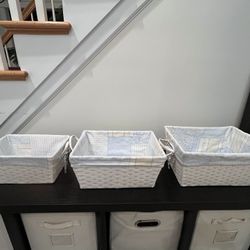 Three Baby Blue Baskets