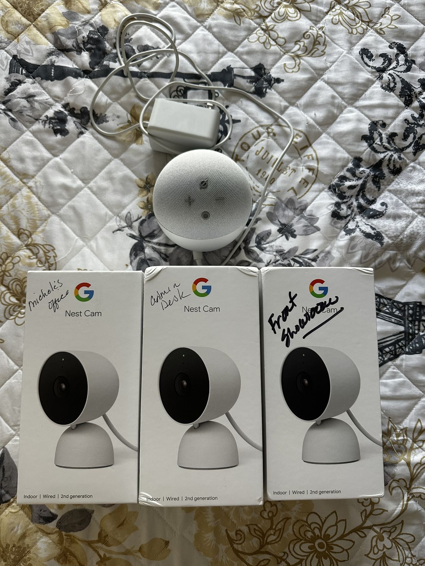 Google Nest Cam Indoor- 2nd Generation (3 Pack) With Amazon Echo Do
