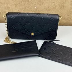 Louis Vuitton Embossed Shoulder Bag Black