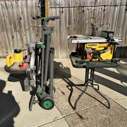 Dewalt Miter Saw w/ Hitachi Rolling Stand  Dewalt Table Saw  $600  obo