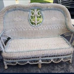 Vintage Wicker Loveseat Chair 