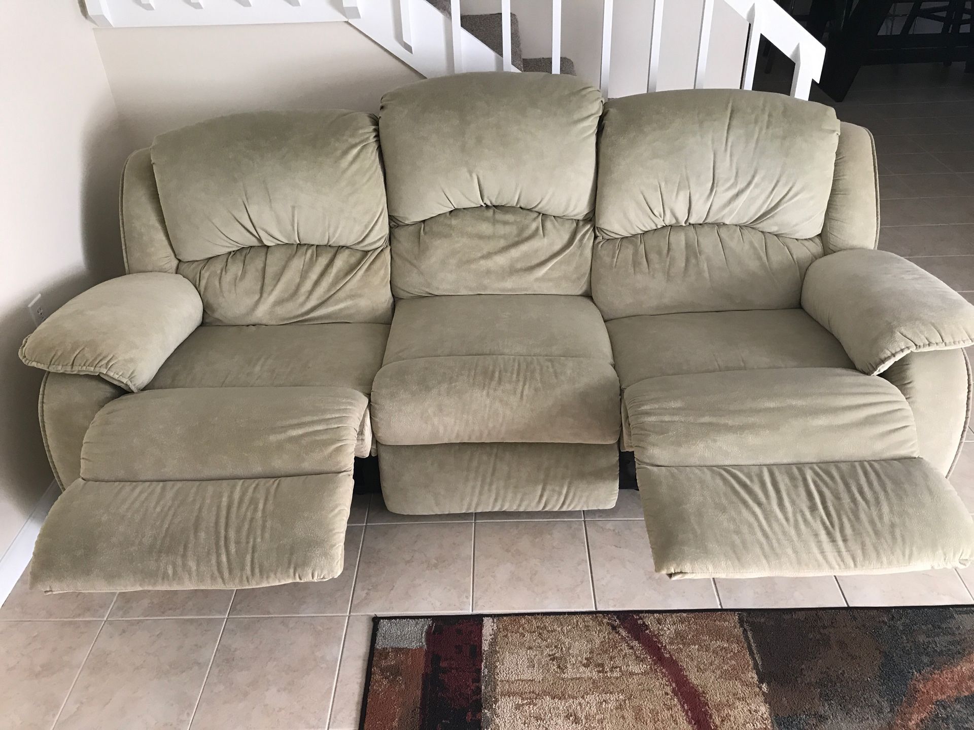 Recliner sofa and regular love seat microfiber