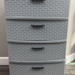 Sterilite 4 Drawer Wide Weave Tower, Plastic Décor Drawers with Pull Handles, Gray- 3 Available 