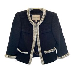 Boston Proper blazer with pearl lining and cuffs