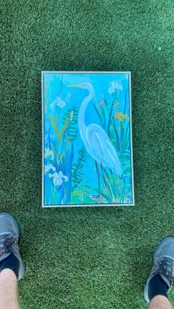 Bird Painting With Metal Frame 24 X 16