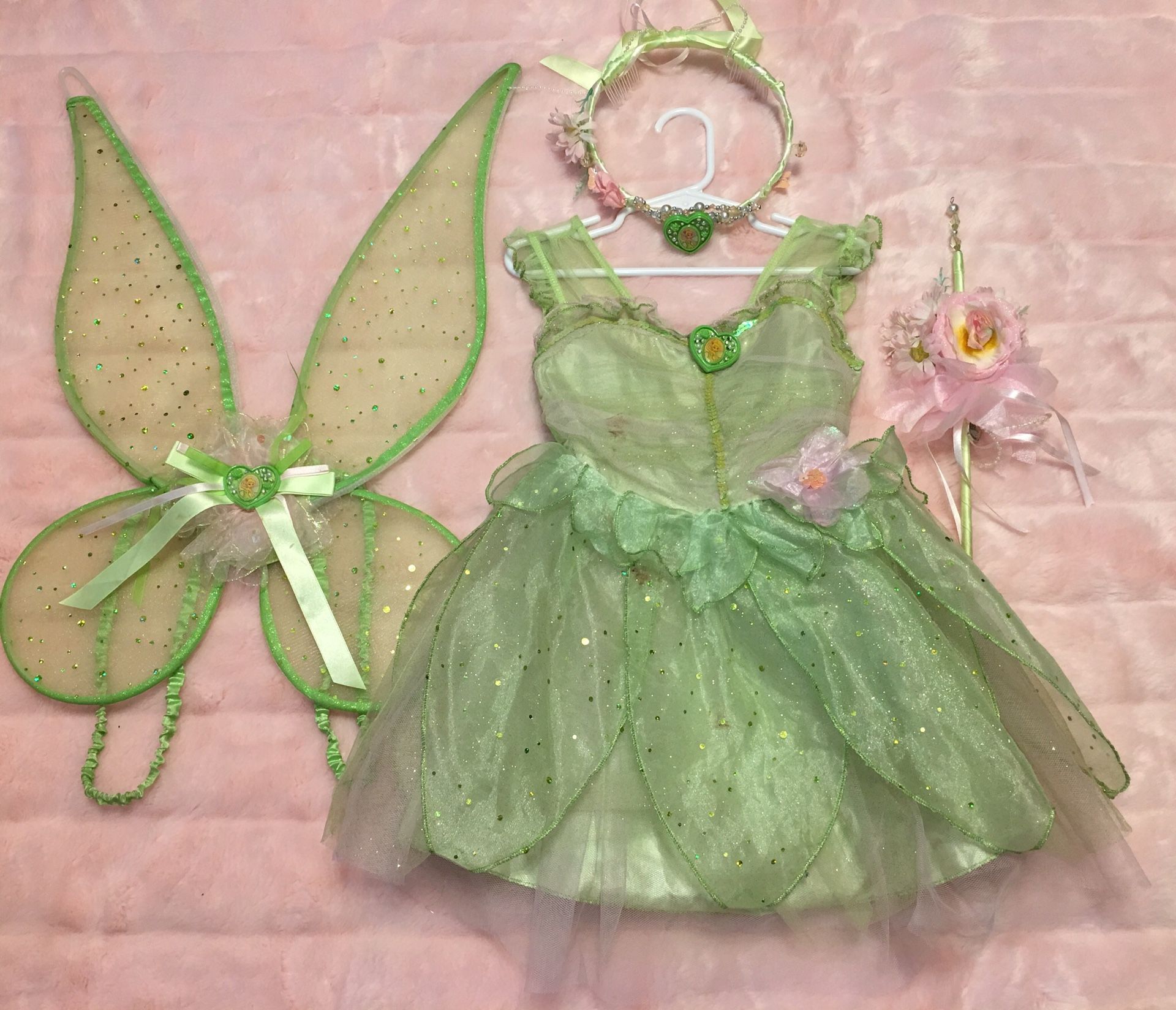 Disney Tinkerbell Costume, wings, headpiece and wand. Size XS (4)