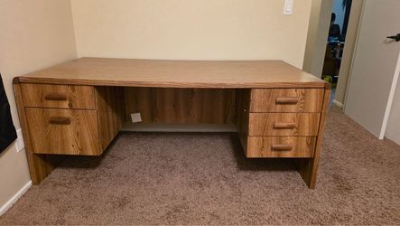 Large Wood Executive Desk with Drawers