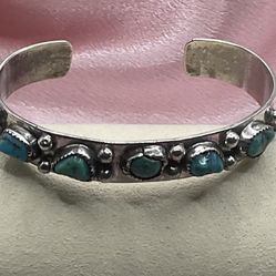 Navajo Sterling Silver & Turquoise Cuff Bracelet
