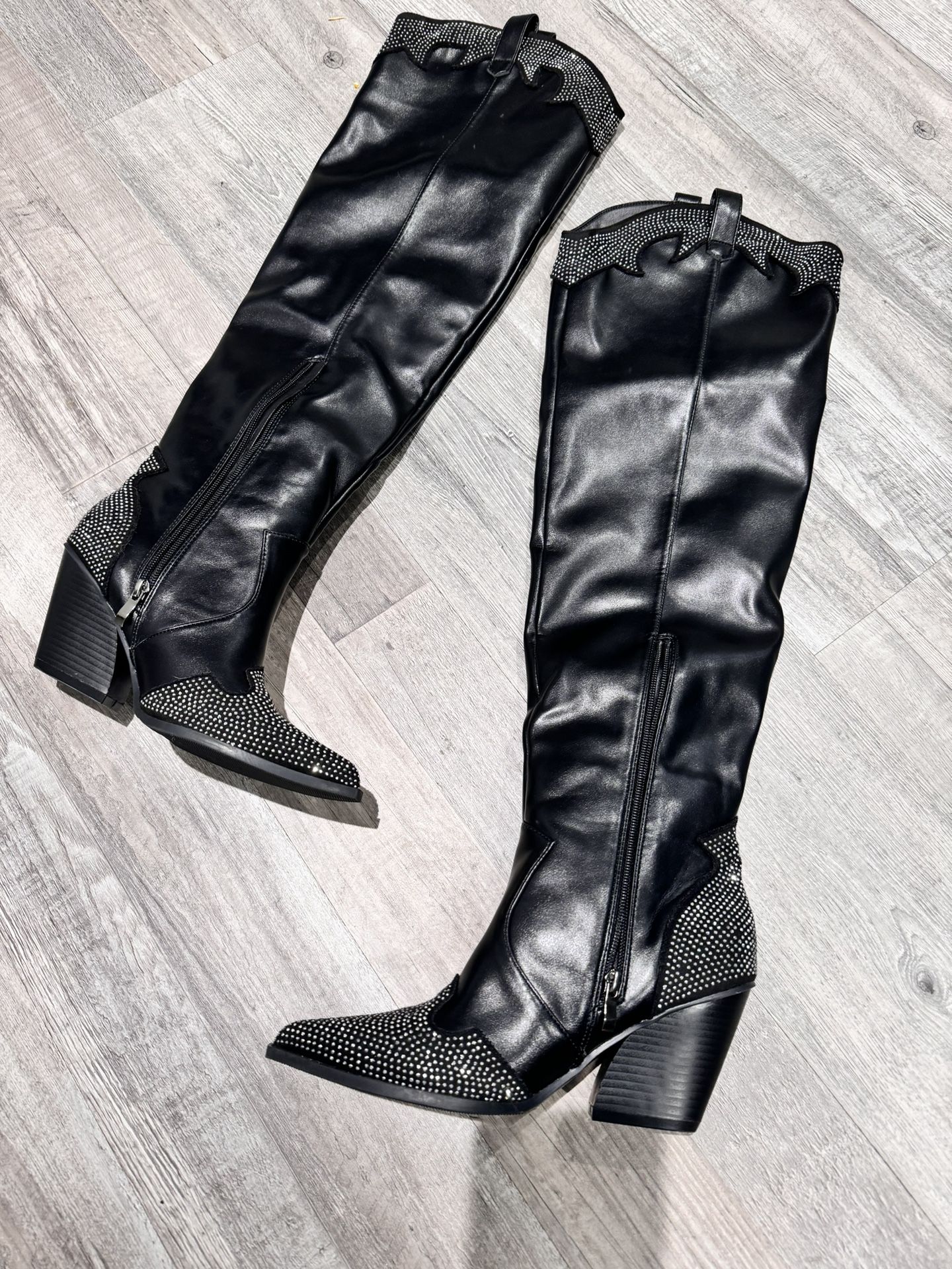 Over The Knee Rhinestone Glam Boots