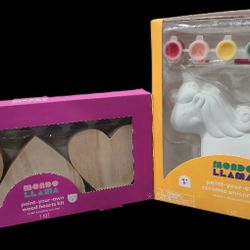 Mondo Llama Paint Sets (Wood Hearts & Ceramic Unicorn)