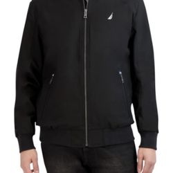 New Nautica Men's Water Resistant Long Sleeve Zip Up Knit Mesh Collar Mechanical Stretch Jacket
