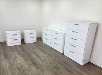 DRESSER,  CHEST AND TWO NIGHTSTANDS