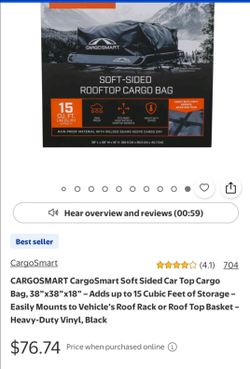 CargoSmart Soft-Sided Rooftop Cargo Bag 15 Cu. Ft.
