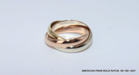 Cartier Trinity Rolling Ring 18k Yellow Rose & White Gold Size 8