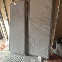 Two piece split queen boxspring for basement or attic easy to move delivery fee curbside drop off