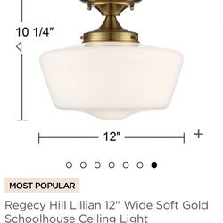 Regecy Hill Lillian 12" Wide Soft Gold Schoolhouse Ceiling Light