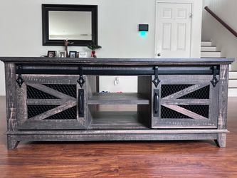 Farmhouse Coffee Table with Storage & Sliding Barn Doors