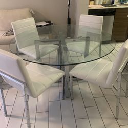 Round Glass Kitchen Table With 4 Chairs 