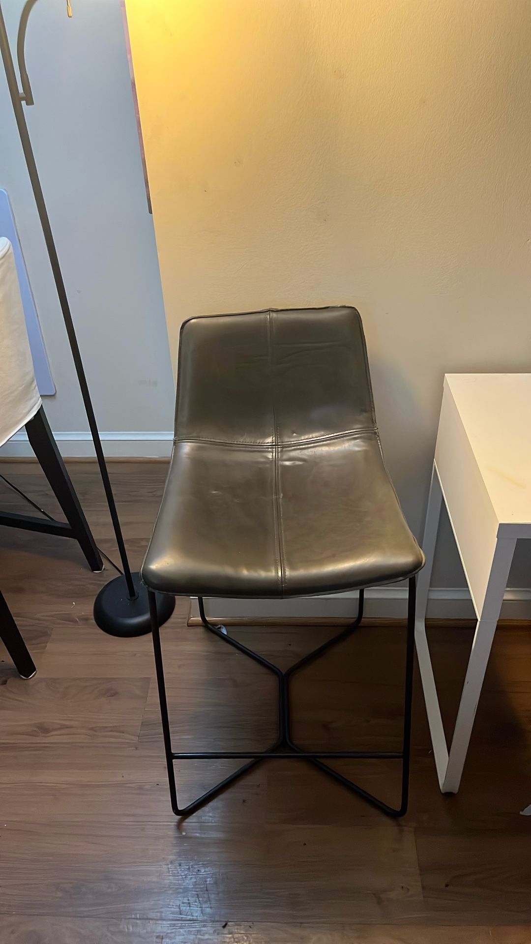 West Elm Slope Leather Counter Stool