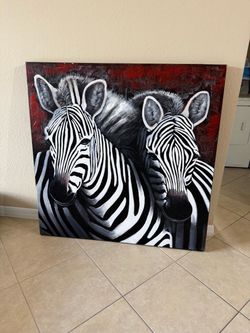 Large Zebra Canvas Wall Art Painting