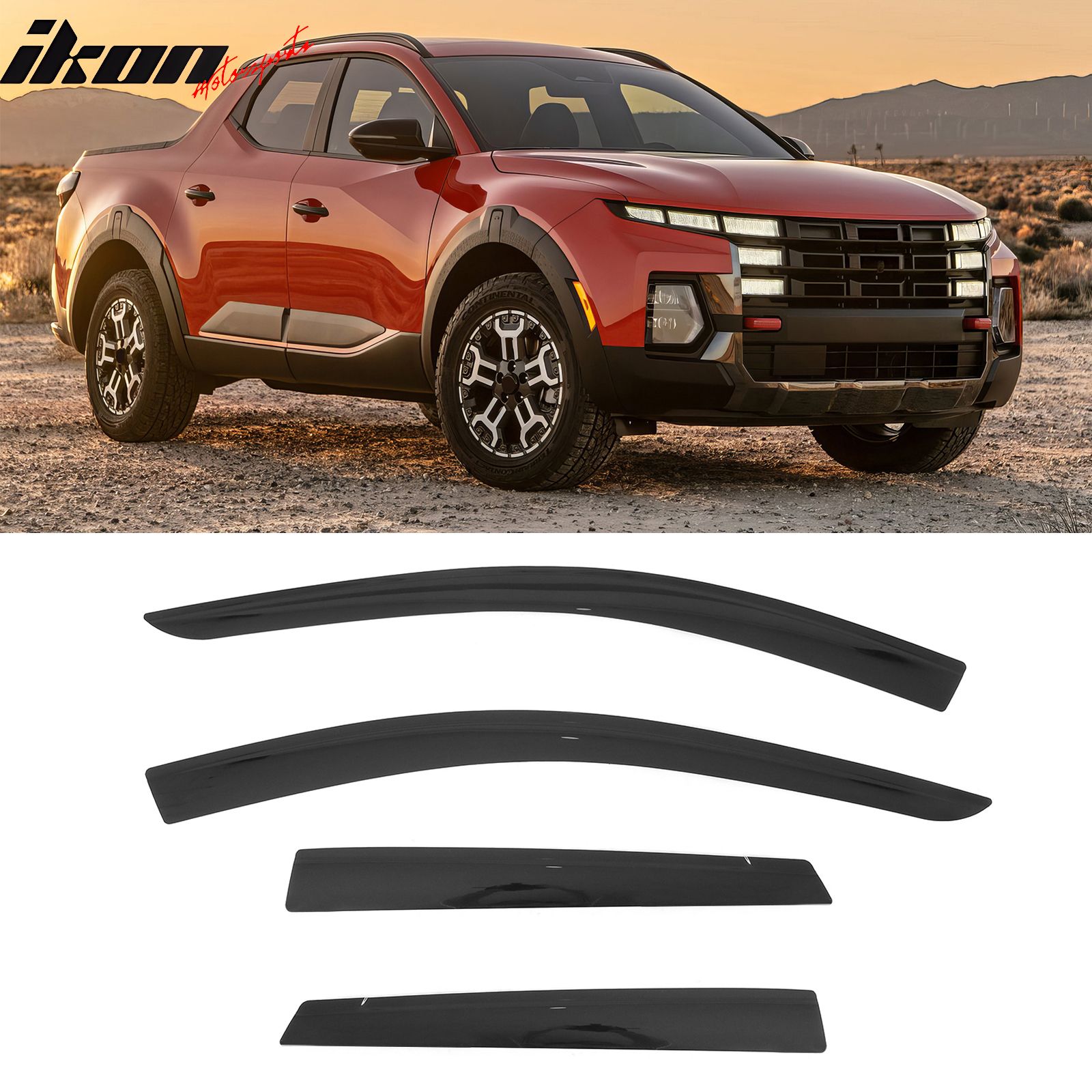 Fits 2022-2025 Hyundai Santa Cruz Low Profile Style Tape on Window Visors Deflector