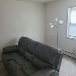 Grey Leather Double Recliner