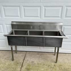 59x24 3 Compartment Stainless Steel Prep Sink