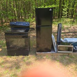 Stove.  Refrigerator. Microwave