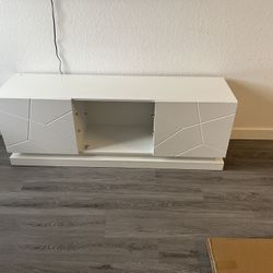 WHITE TV STAND w/ LED lights 💡 
