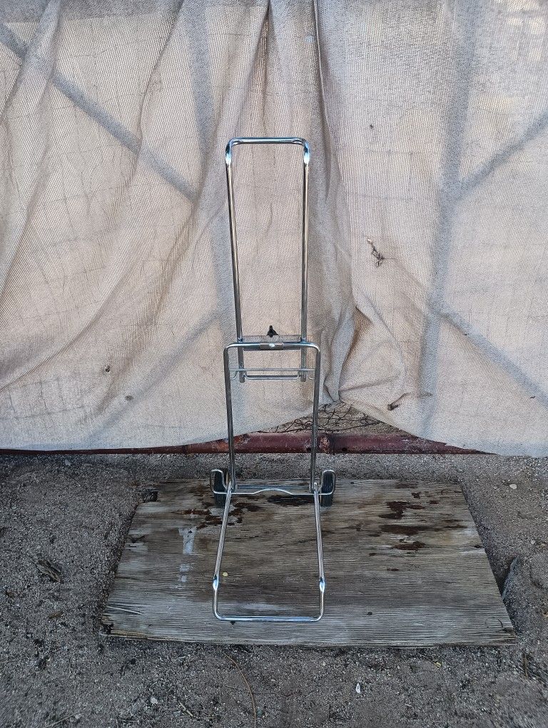 Vintage Chrome Folding Luggage Cart With Wheels - USA Made