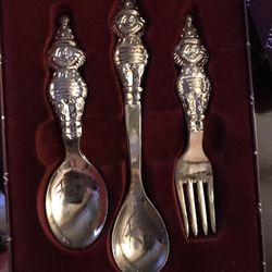 Taunton Silver Toddler Clown Spoons and fork