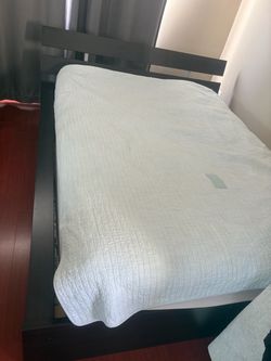 Dark Wood Bed Frame and Saatva mattress