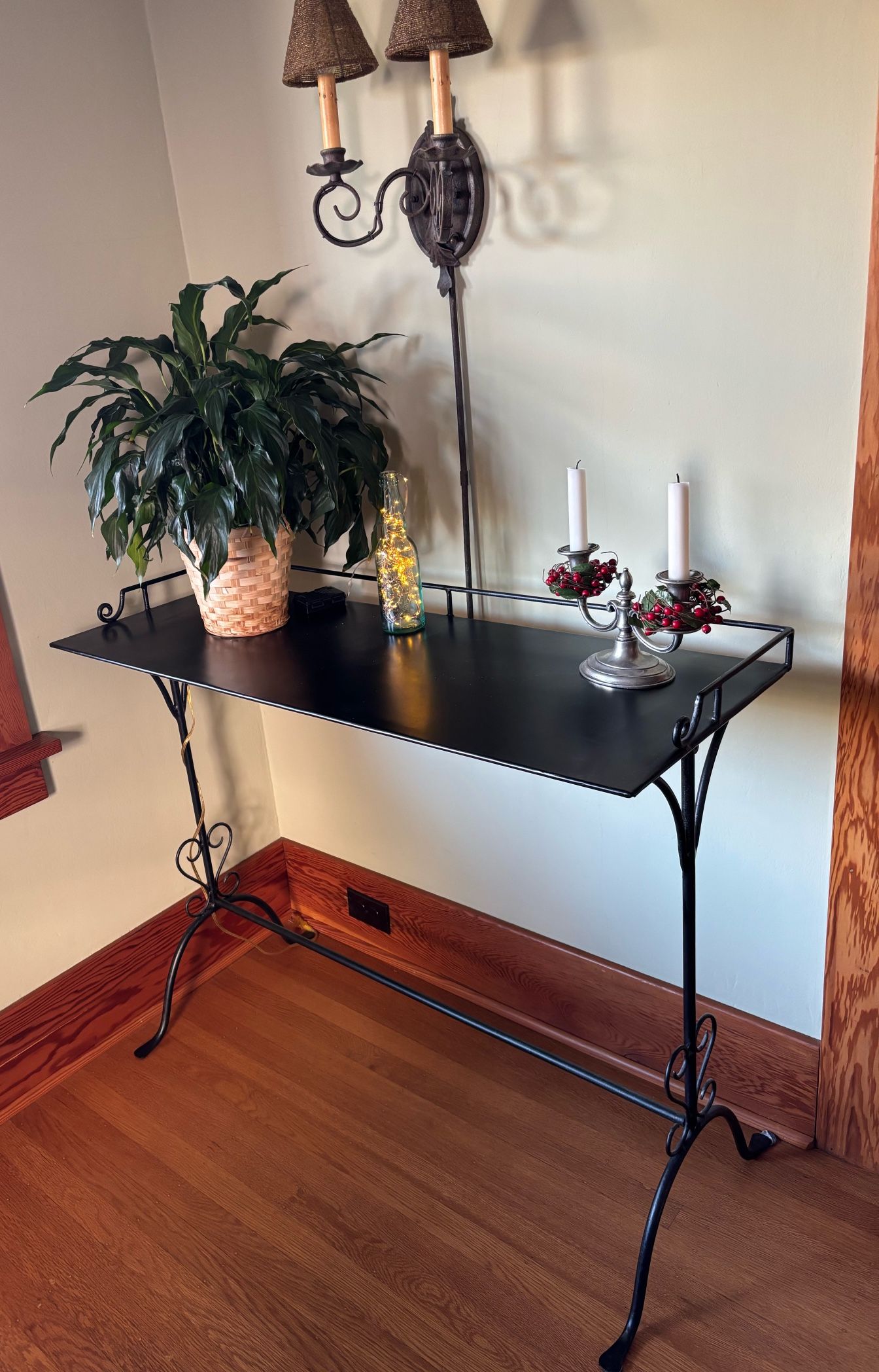 Rejuvenation Hardware Black Metal Console Table