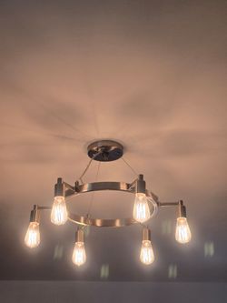 BRUSHED NICKEL INDUSTRIAL CHANDELIER