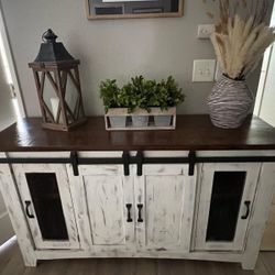 Solid Pine Wood Farmhouse TV Stand 