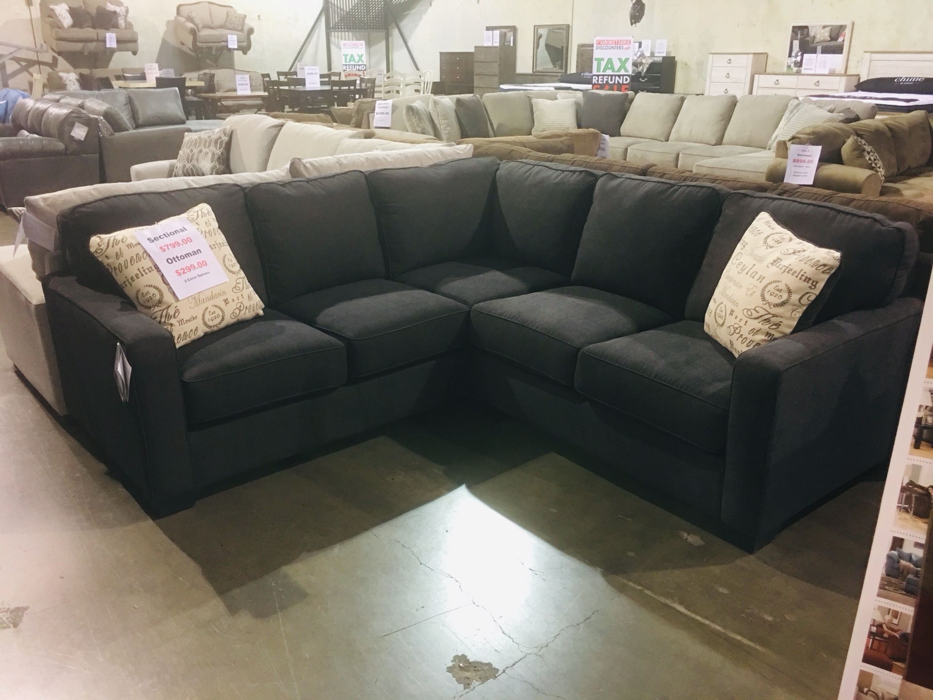 Charcoal or White L Shape Sectional