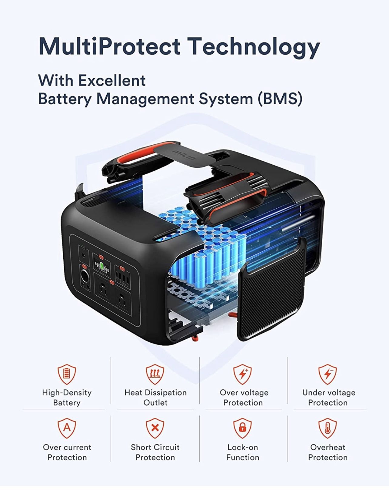 Portable Power Station 622Wh, MILIN 600W Solar Power Generator 