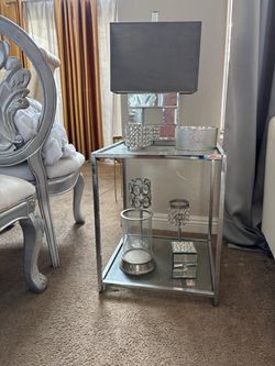 Glass and Chrome End Table