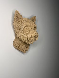 Yorkshire Terrier Wall-Head — Light Brown | 3D Printed Wall Decor